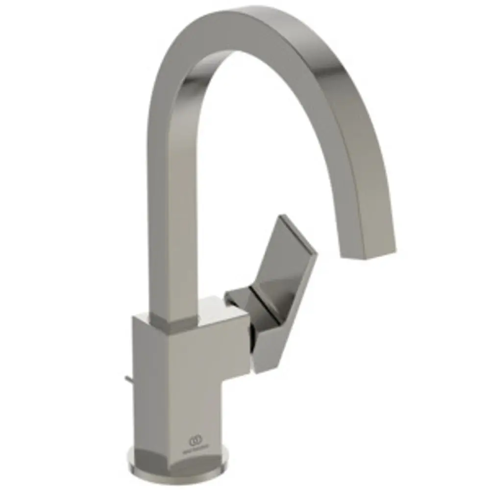 Waschbeckenarmatur aus verchromtem Metall mit hohem Auslauf und praktischem Hebel von Ideal Standard, geeignet für moderne Badezimmer.